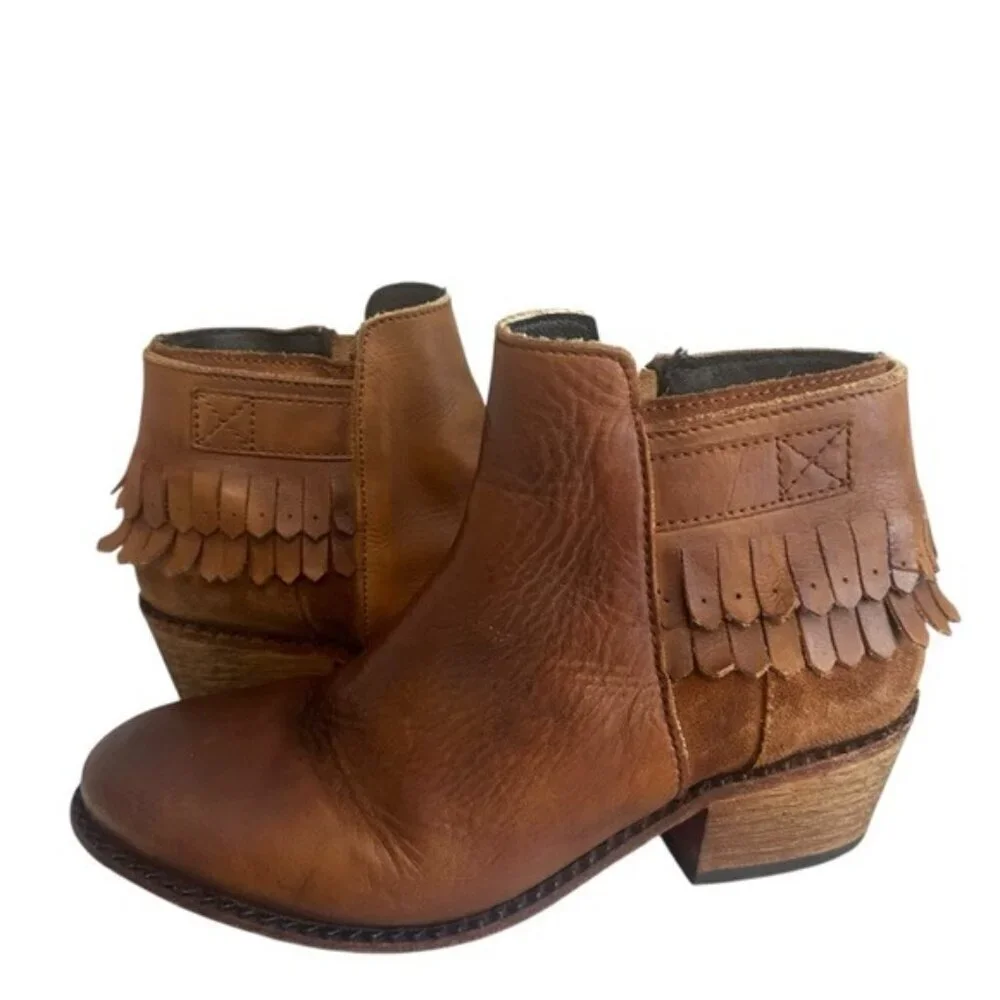 Hudson H by Core Booties Brown Western Fringes Women’s Size 8